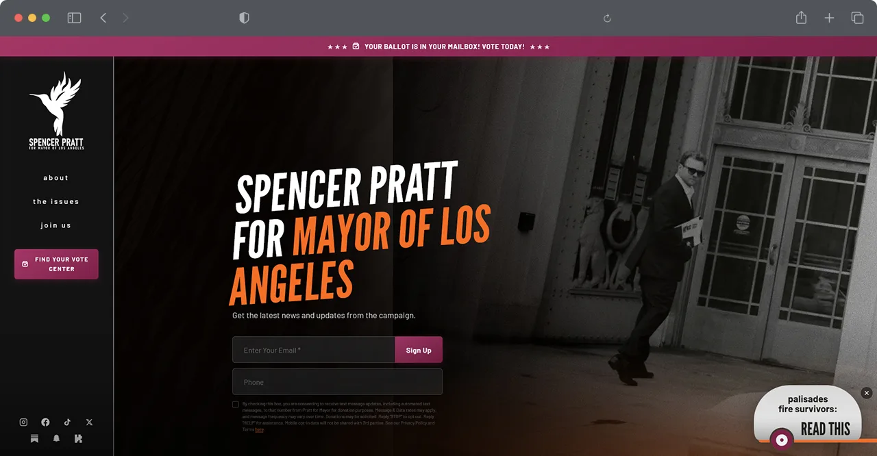 Spencer Pratt for Mayor — site overview